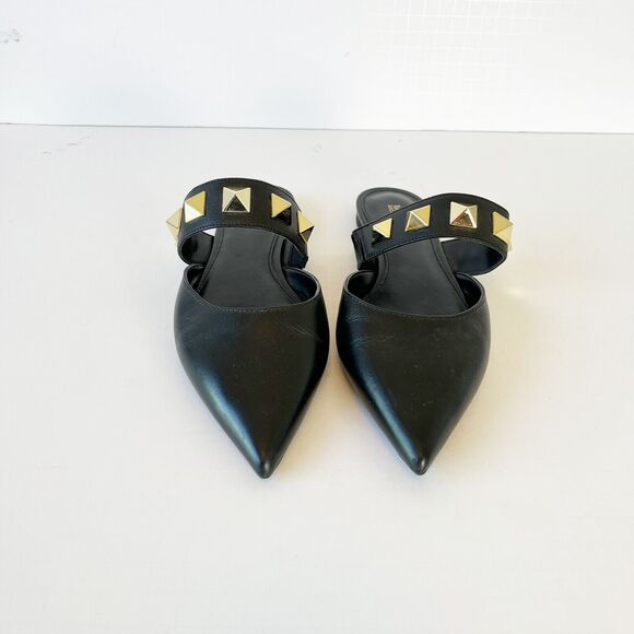 Michael Kors Wren Studded Slip On Leather Flats Black Pointed Toe Women’s Size 6 - Picture 10 of 13